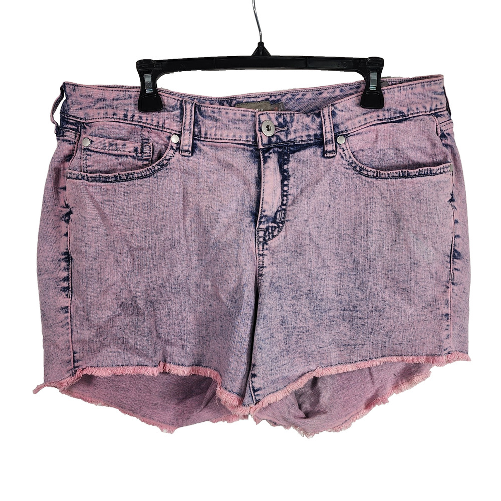 Torrid Womens Lilac Acid Wash Stretch Denim Jean Shorts 14 Raw Fringe Casual